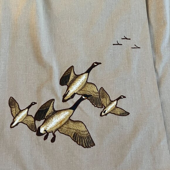 Vtg Bettmaar Artwear Cottagecore Wrap Maxi Skirt Womens 14 Canada Geese Flying - Picture 6 of 14
